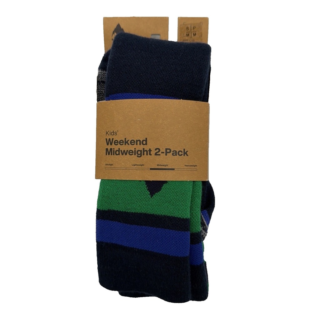 2 Pair Burton Weekend Midweight  Kids Small/Medium (12.5-1.5) Galaxy Green Socks